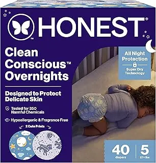 The Honest Company Comfort Dry Overnight Diapers, Size 5