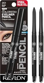 Revlon ColorStay Pencil Waterproof Eyeliner, 201 Black, 2 pack
