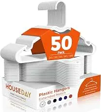HOUSE DAY White Plastic Hangers, 50 Pack