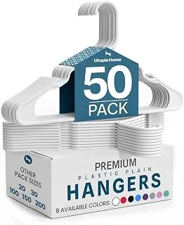 Utopia Home Plastic Hangers, White, 50 Pack