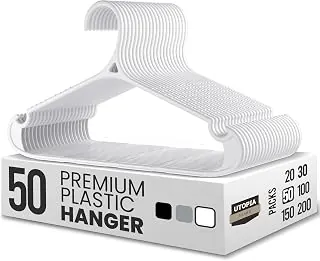 Utopia Home Plastic Hangers for Shirts and Pants, 50 Pack
