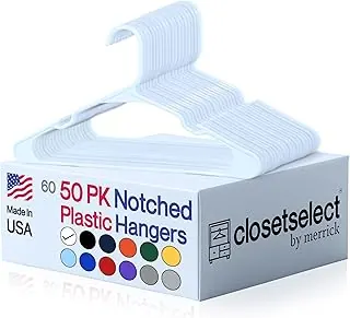 Closetselect Plastic Hangers, White, 50 Pack