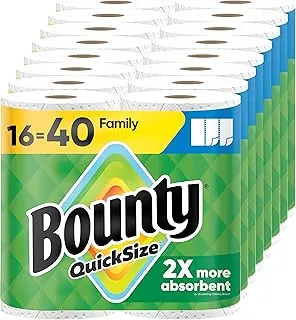 Bounty Quick-Size Paper Towels, White, 16 Family Rolls