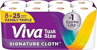 Viva Signature Cloth Paper Towels, Task Size, 8 Family Triple Rolls