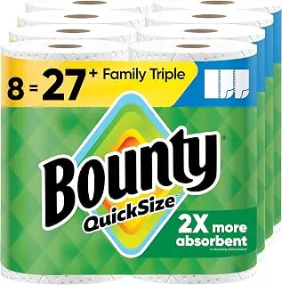 Bounty Quick-Size Paper Towels, White, 8 Family Triple Rolls