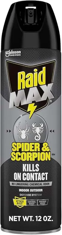 Raid Max Spider and Scorpion Killer for listed crawling insects