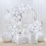PartyWoo pearl white 140 piece mixed-size balloon garland kit