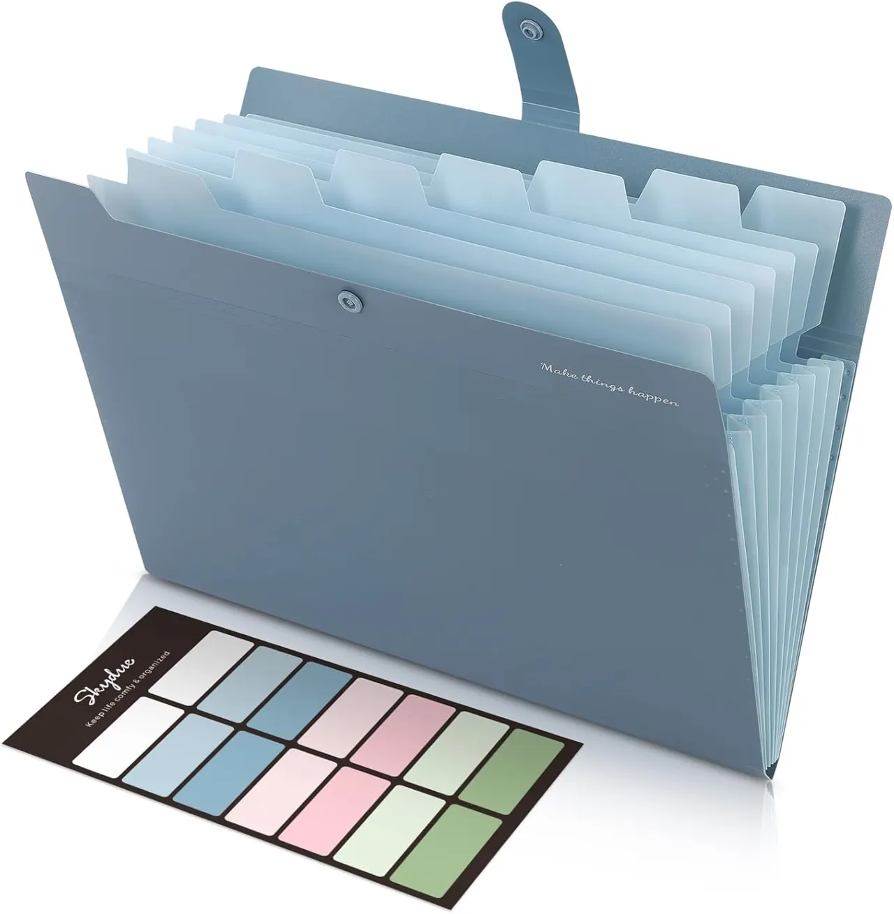 SKYDUE 8-pocket expanding file organizer, blue, letter size