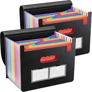 2 pack 13-pocket accordion file organizer for paper, receipt, and bill sorting