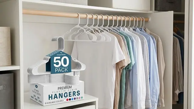 Plastic clothes hangers 50 pack for family closets