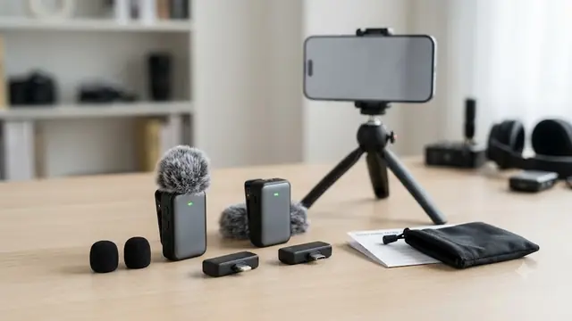 Wireless lavalier microphone for phone video recording and interviews