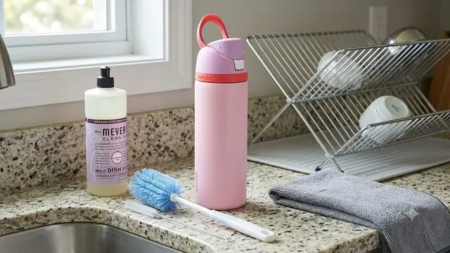 Straw lid water bottle cleaning after workouts