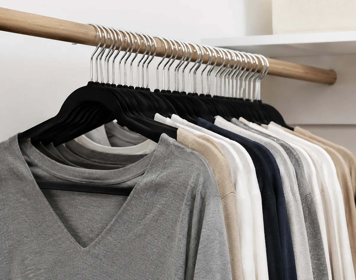Amazon Basics Slim Velvet Non-Slip Space Saving Suit Clothes Hangers in Black, 50-Pack