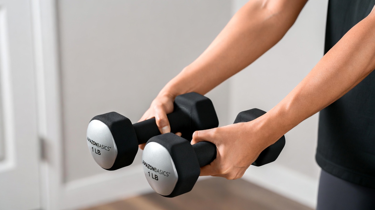 Amazon Basics Neoprene Dumbbells in pink