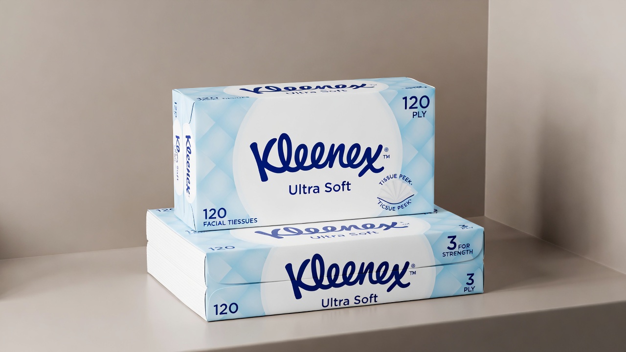Kleenex Ultra Soft Facial Tissues flat box packaging