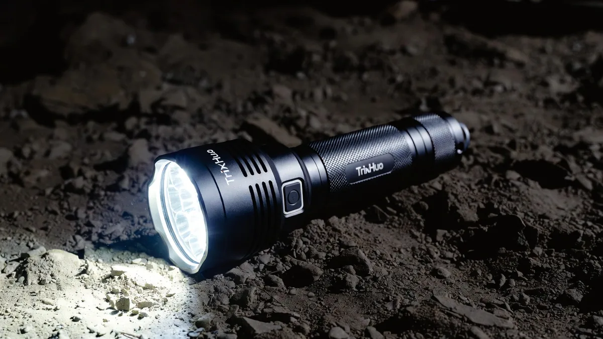 TrixHub rechargeable flashlight with zoomable head and LCD display