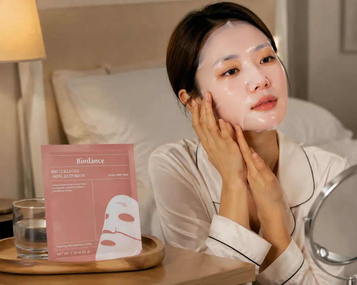 Biodance Bio-Collagen Real Deep Mask hydrogel sheet on a clean surface
