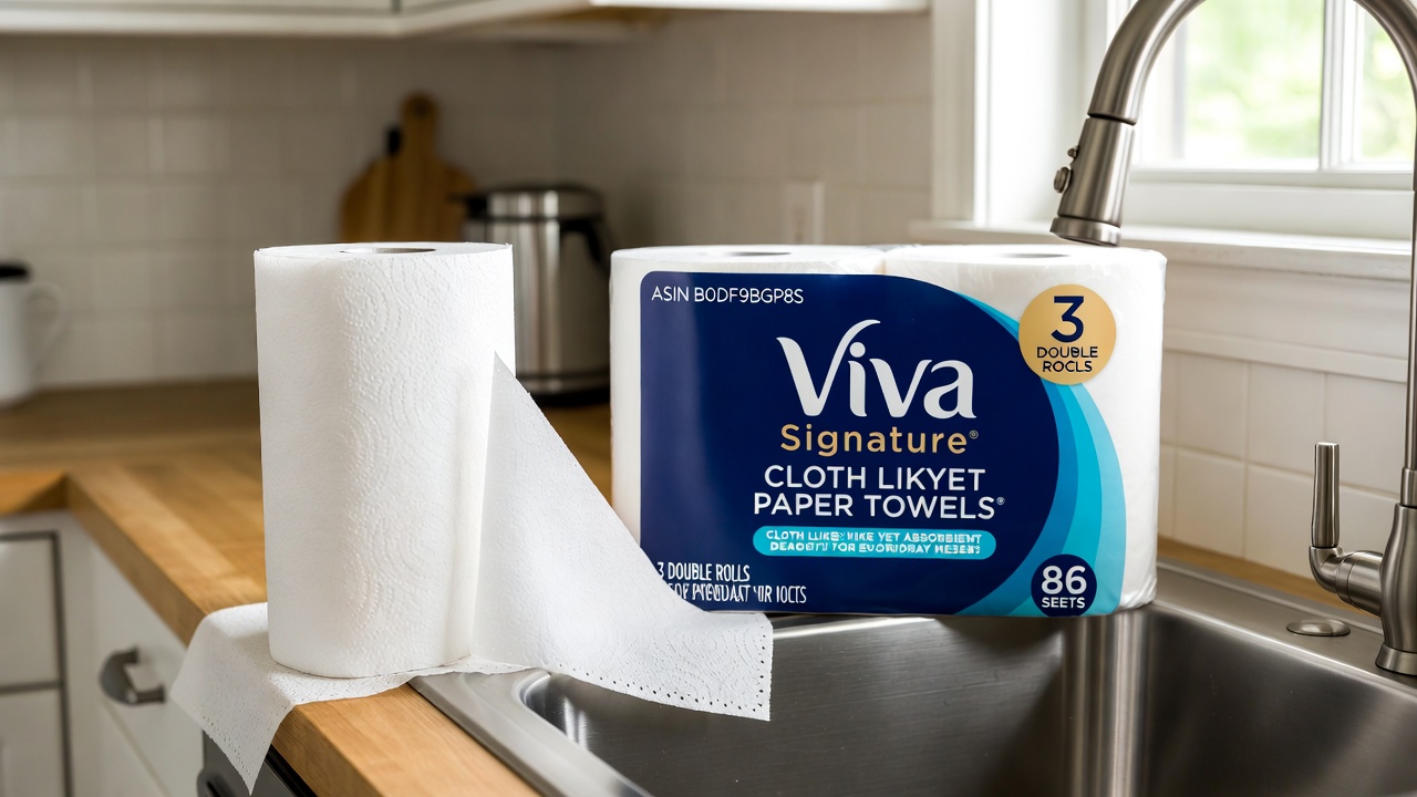 Viva Signature Cloth Paper Towels product image showing soft cloth-like texture