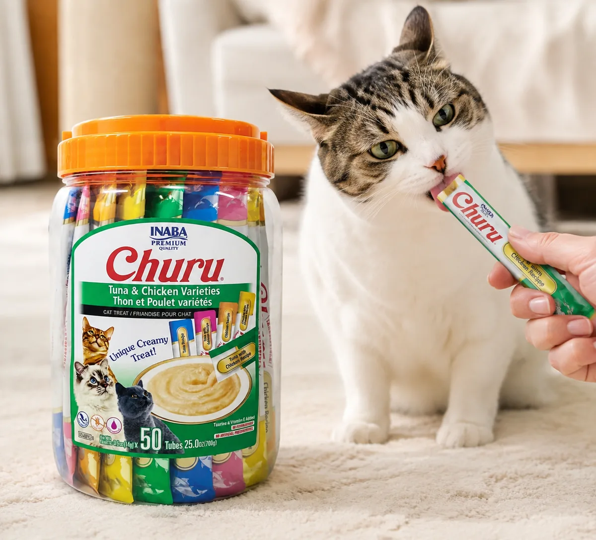 INABA Churu Cat Treats - lickable creamy paste tubes