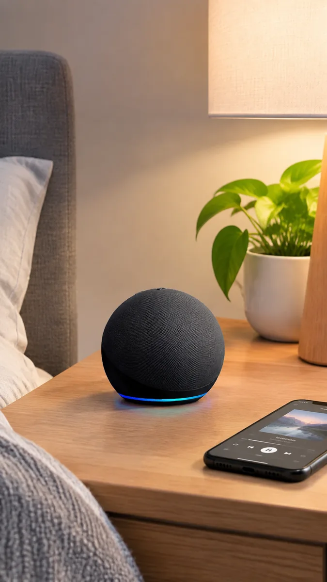 Amazon Echo Dot (newest model) in Charcoal, front view