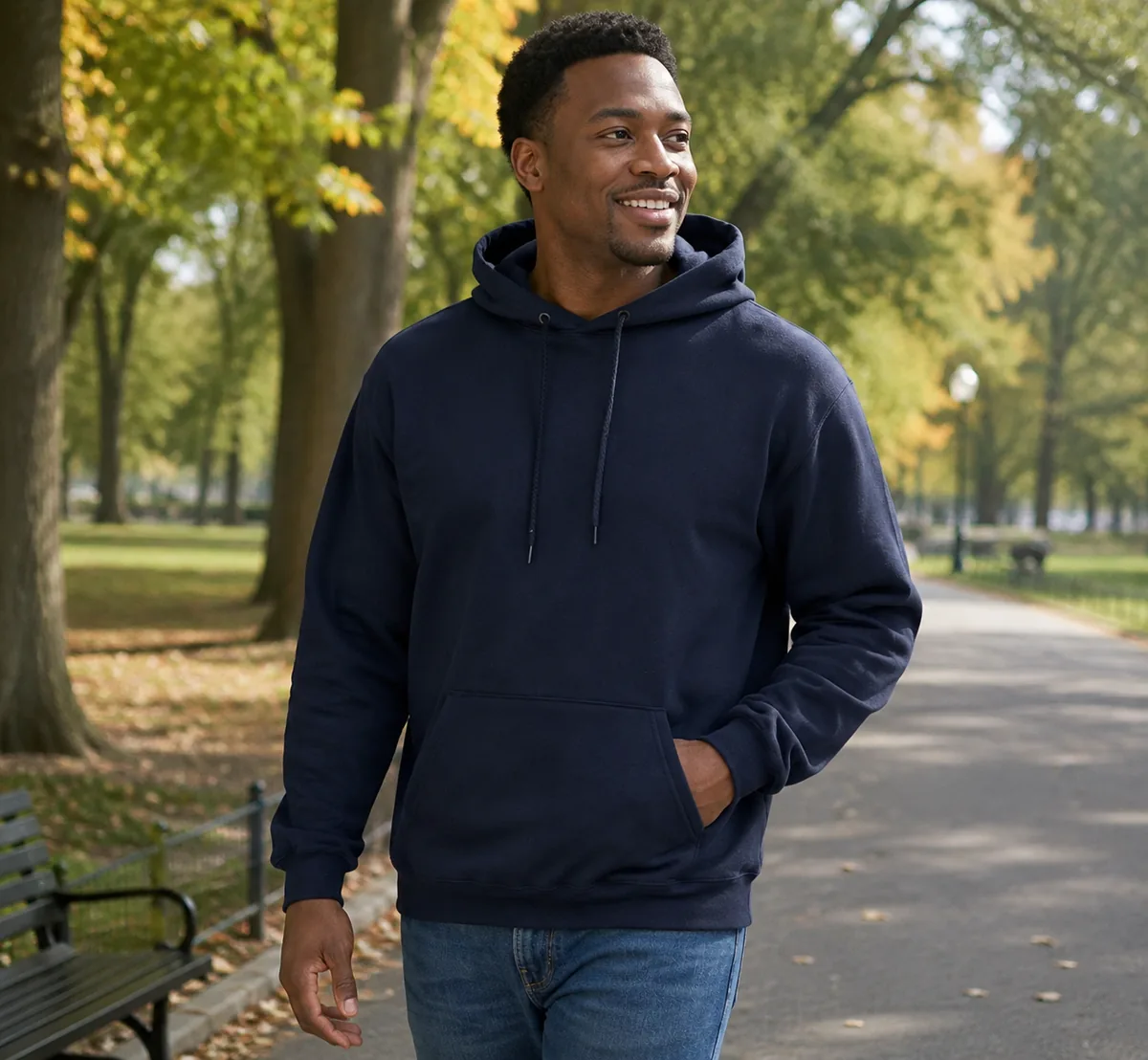 Hanes EcoSmart Fleece Hooded Sweatshirt in heather gray